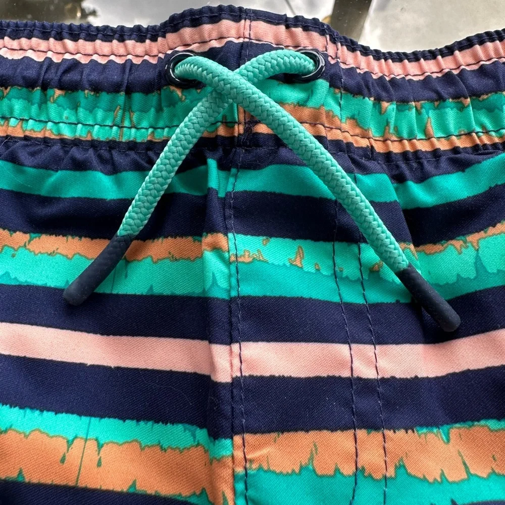 Cat & Jack Striped Swim Trunks in Navy Blue/Green/Peach - Size 2T